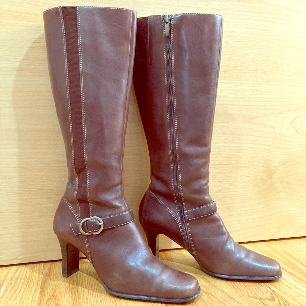 Anne Klein Mead 6.5 Dark Brown Leather Boots